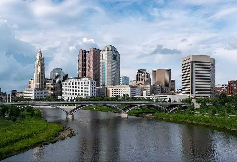 Columbus — Downtown Columbus View from Main St Bridge - edit1