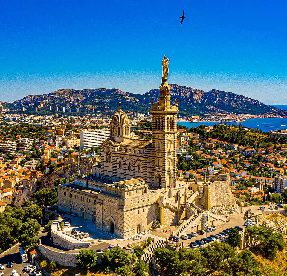 Marseille — Notre-Dame de la Garde aerial view 2020