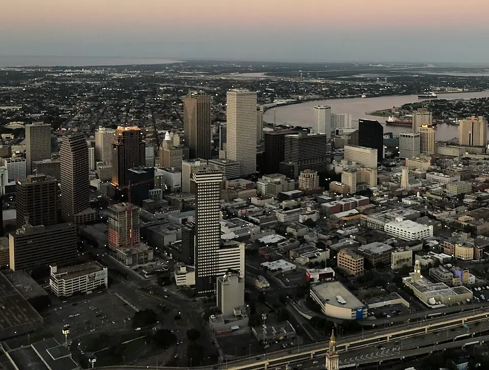 New Orleans — New Orleans from the Air September 2019 - Central Business District Skyline (cropped)