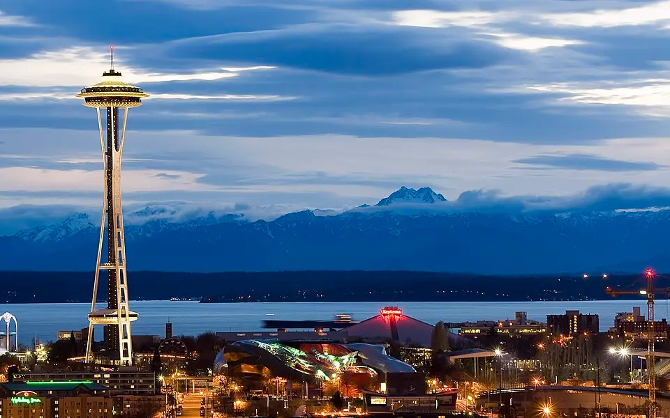 Seattle — Seattle Center as night falls